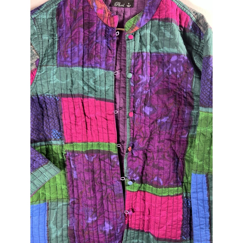 Vintage Patchwork Reversible Jacket Coat Colorblock‎ Artsy Chore 90s Boho Sz 1x - Picture 3 of 10